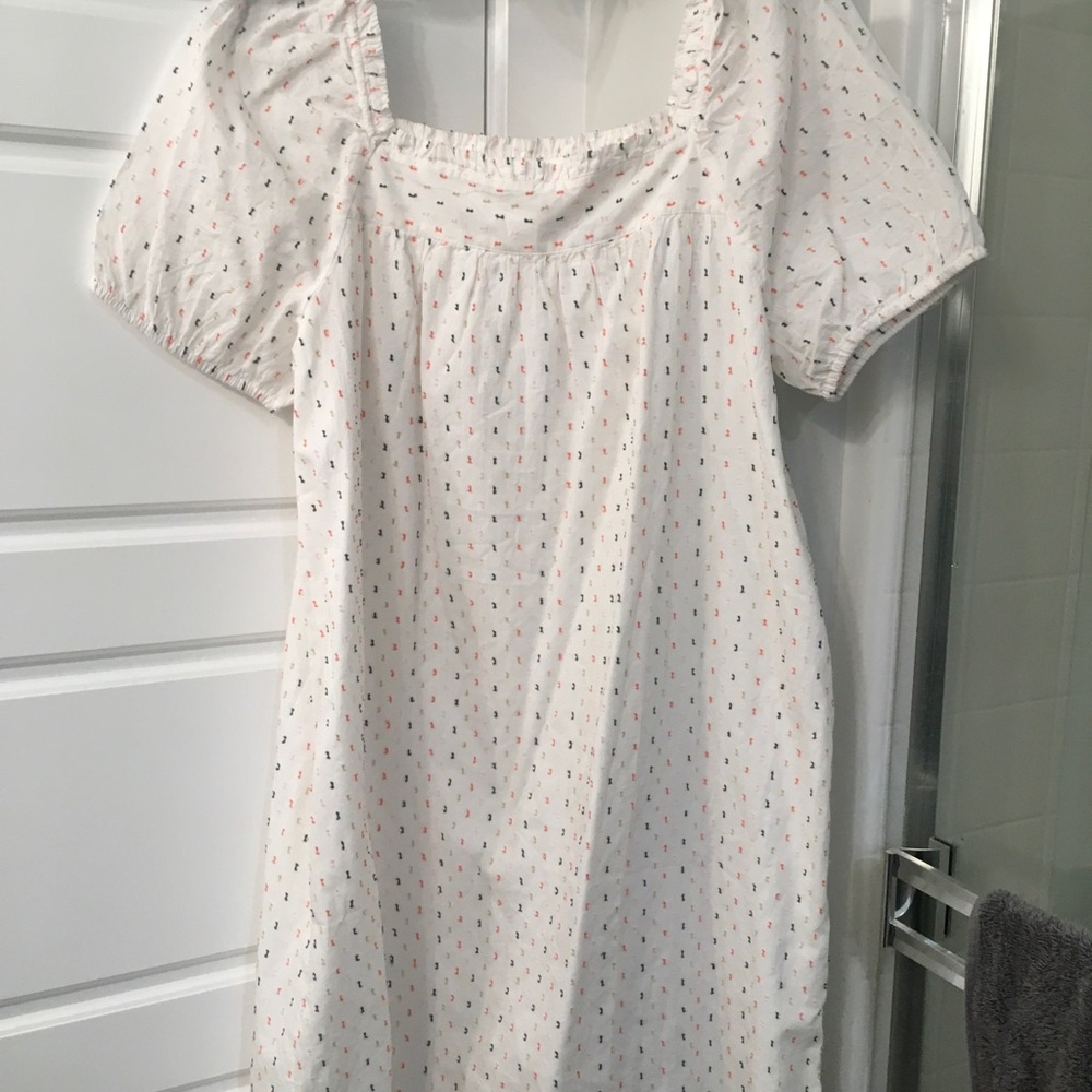 LOFT White Dress with Colorful Dots